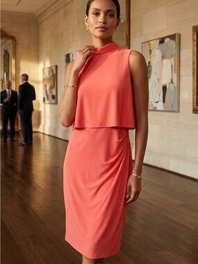 LAUREN
RALPH LAUREN Women's Coral Sleeveless Midi Dress/E156